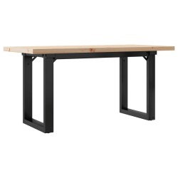 Table basse cadre en O 100x50x45,5 cm bois de pin massif acier 