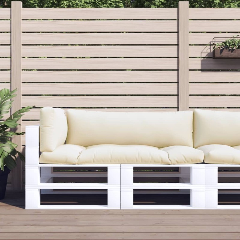 Coussins de palette lot de 3 crème tissu 