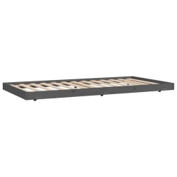 Cadre de lit sans matelas gris 100x200 cm bois massif de pin 