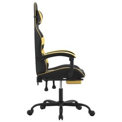 Chaise de jeu pivotante et repose-pied Noir et doré Similicuir 
