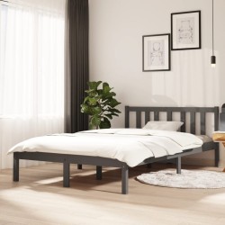 Cadre de lit sans matelas gris bois massif 120x200 cm 
