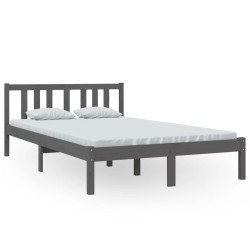 Cadre de lit sans matelas gris bois massif 120x200 cm 