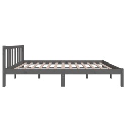 Cadre de lit sans matelas gris bois massif 120x200 cm 