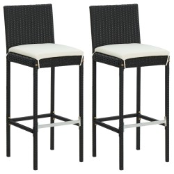 Ensemble de bar de jardin avec coussins 3 pcs Noir 