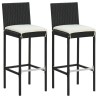 Ensemble de bar de jardin avec coussins 3 pcs Noir 