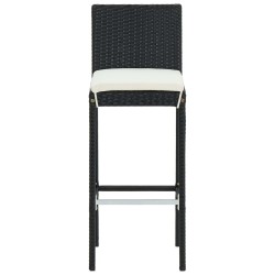 Ensemble de bar de jardin avec coussins 3 pcs Noir 