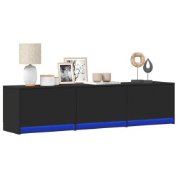 Meuble TV avec LED noir 165x34x40 cm bois d'ingénierie 