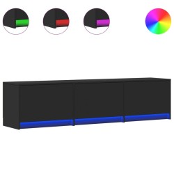 Meuble TV avec LED noir 165x34x40 cm bois d'ingénierie 