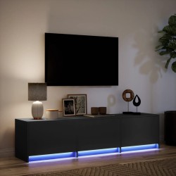 Meuble TV avec LED noir 165x34x40 cm bois d'ingénierie 