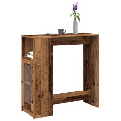 Table de bar avec étagères vieux bois bois d'ingénierie 