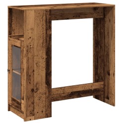 Table de bar avec étagères vieux bois bois d'ingénierie 