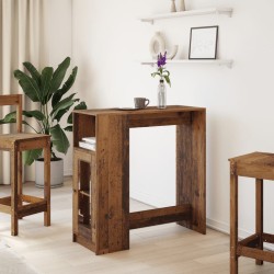 Table de bar avec étagères vieux bois bois d'ingénierie 