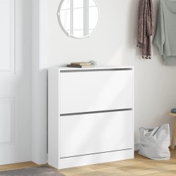 Armoire à chaussures blanc 80x21x87,5 cm bois d'ingénierie 