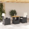 Ensemble à manger de jardin avec coussins 3 pcs Noir 