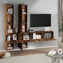Meuble TV mural Chêne fumé Bois d'ingénierie 