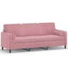 Canapé 3 places avec oreillers décoratifs rose 180 cm velours 