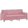 Canapé 3 places avec oreillers décoratifs rose 180 cm velours 