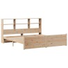 Lit bibliothèque sans matelas 200x200 cm bois massif de pin 