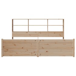 Lit bibliothèque sans matelas 200x200 cm bois massif de pin 