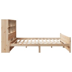 Lit bibliothèque sans matelas 200x200 cm bois massif de pin 