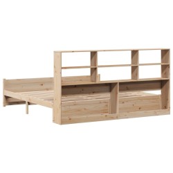 Lit bibliothèque sans matelas 200x200 cm bois massif de pin 
