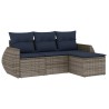 Salon de jardin 4 pcs avec coussins gris résine tressée 