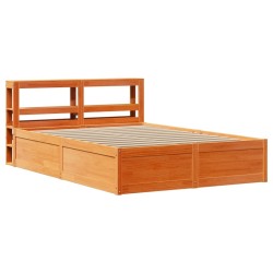 Cadre de lit et tête de lit cire marron 150x200 cm bois de pin 