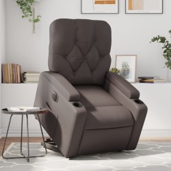 Fauteuil inclinable électrique marron similicuir 