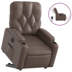 Fauteuil inclinable électrique marron similicuir 