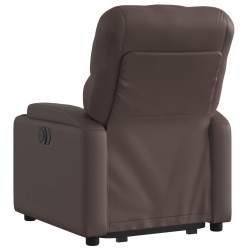 Fauteuil inclinable électrique marron similicuir 