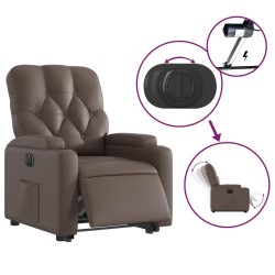 Fauteuil inclinable électrique marron similicuir 