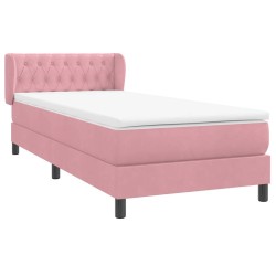 Sommier à lattes de lit avec matelas rose 80x210 cm velours 