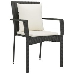 Ensemble à manger de jardin coussins 5pcs Noir Résine tressée 