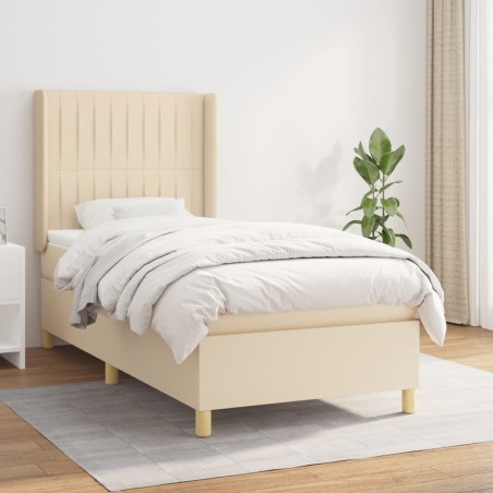 Sommier à lattes de lit avec matelas Crème 80x200 cm Tissu 