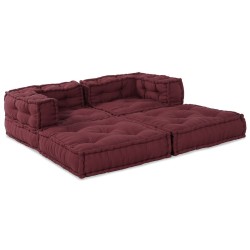 2 poufs modulairesen tissu bourgogne 