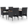 Ensemble à manger de jardin avec coussins 5 pcs Noir 
