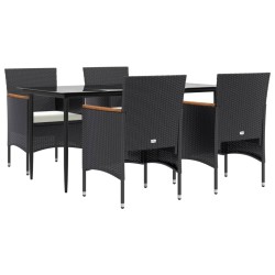 Ensemble à manger de jardin avec coussins 5 pcs Noir 