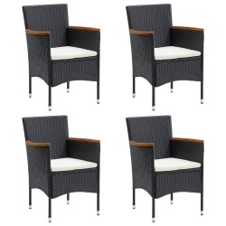 Ensemble à manger de jardin avec coussins 5 pcs Noir 