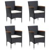 Ensemble à manger de jardin avec coussins 5 pcs Noir 