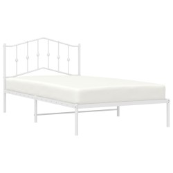 Cadre de lit métal sans matelas et tête de lit blanc 107x203 cm 
