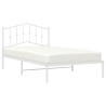 Cadre de lit métal sans matelas et tête de lit blanc 107x203 cm 