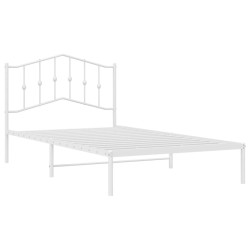 Cadre de lit métal sans matelas et tête de lit blanc 107x203 cm 