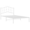 Cadre de lit métal sans matelas et tête de lit blanc 107x203 cm 