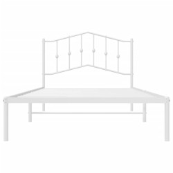 Cadre de lit métal sans matelas et tête de lit blanc 107x203 cm 