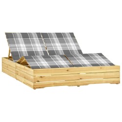 Chaise longue double avec coussins Bois de pin imprégné 
