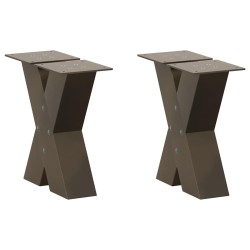 Pieds de table basse en forme de X, 2 pièces, acier naturel, 40 x (30-31) cm 