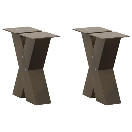Pieds de table basse en forme de X, 2 pièces, acier naturel, 40 x (30-31) cm 