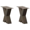 Pieds de table basse en forme de X, 2 pièces, acier naturel, 40 x (30-31) cm 