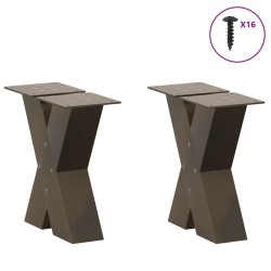 Pieds de table basse en forme de X, 2 pièces, acier naturel, 40 x (30-31) cm 