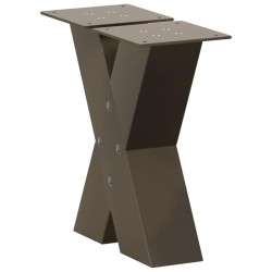 Pieds de table basse en forme de X, 2 pièces, acier naturel, 40 x (30-31) cm 